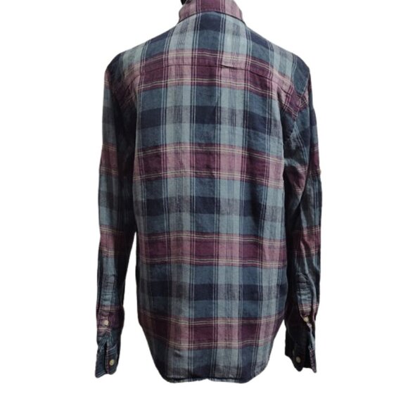 Lauren Ralph Lauren RN54050 100 % Linen Plaid Light Weight Flannel Women's Small - Picture 4 of 7